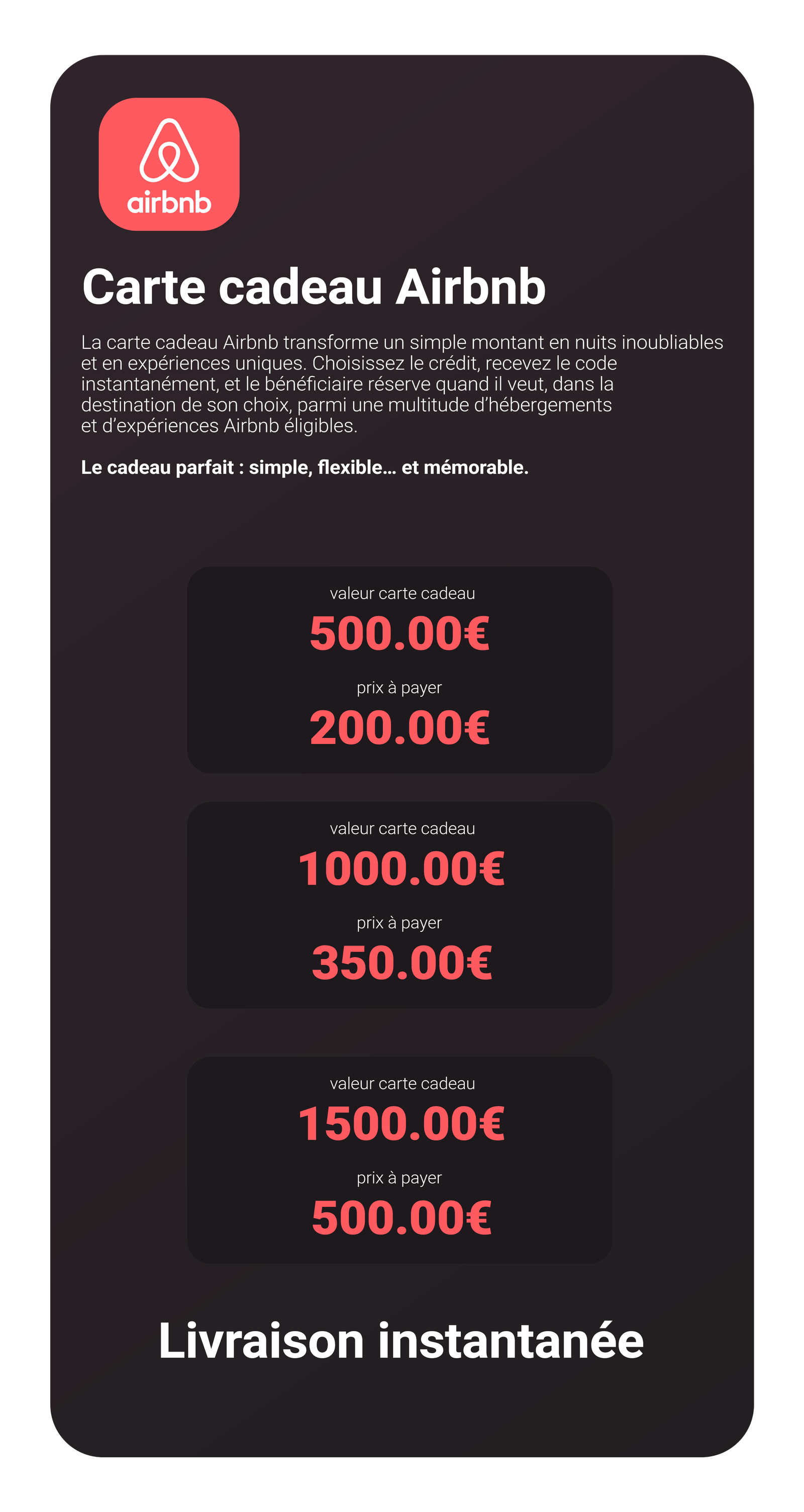 Aperçu cashback et récompenses dans l’app
