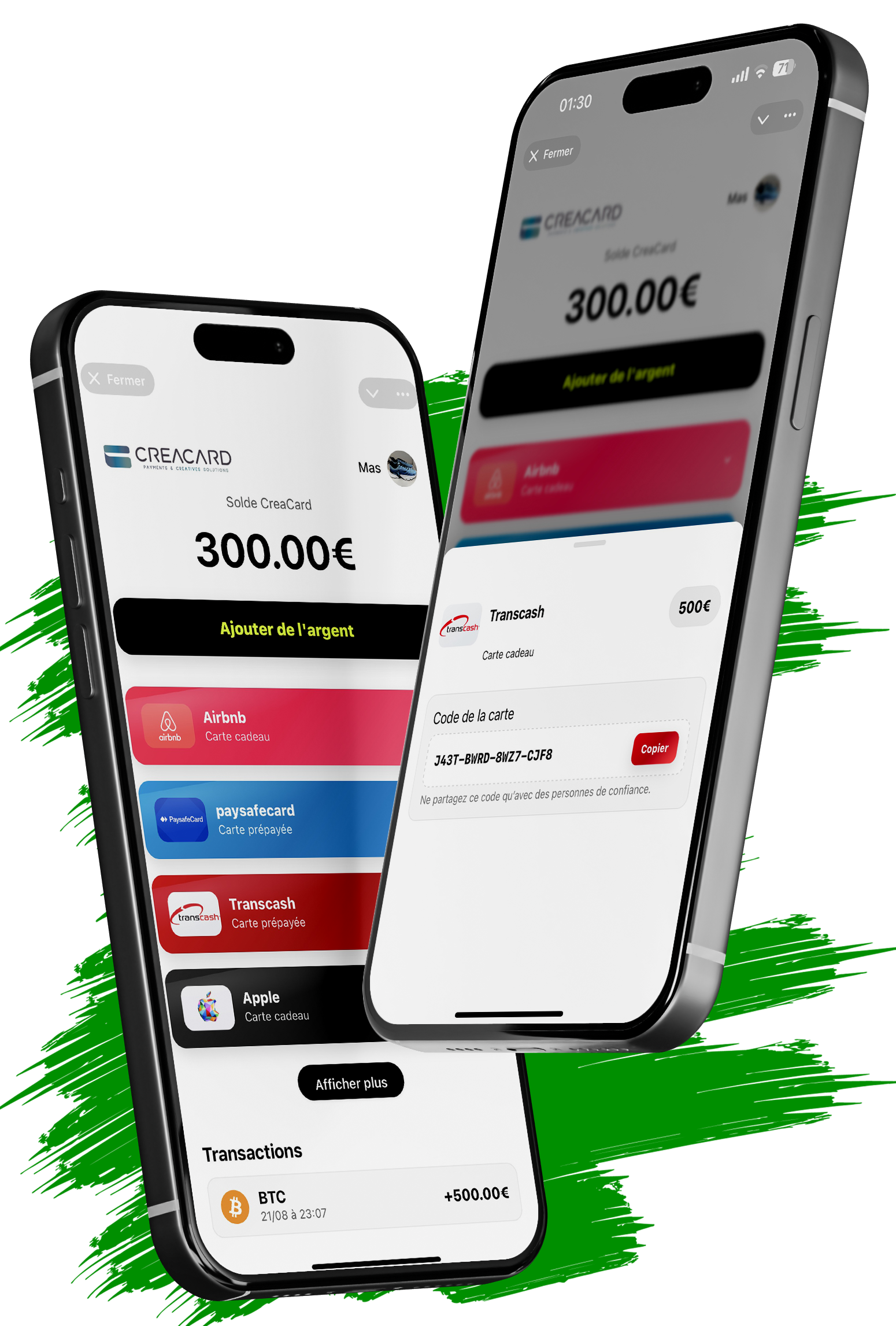 Aperçu de l’application Telegram avec achat de carte cadeau